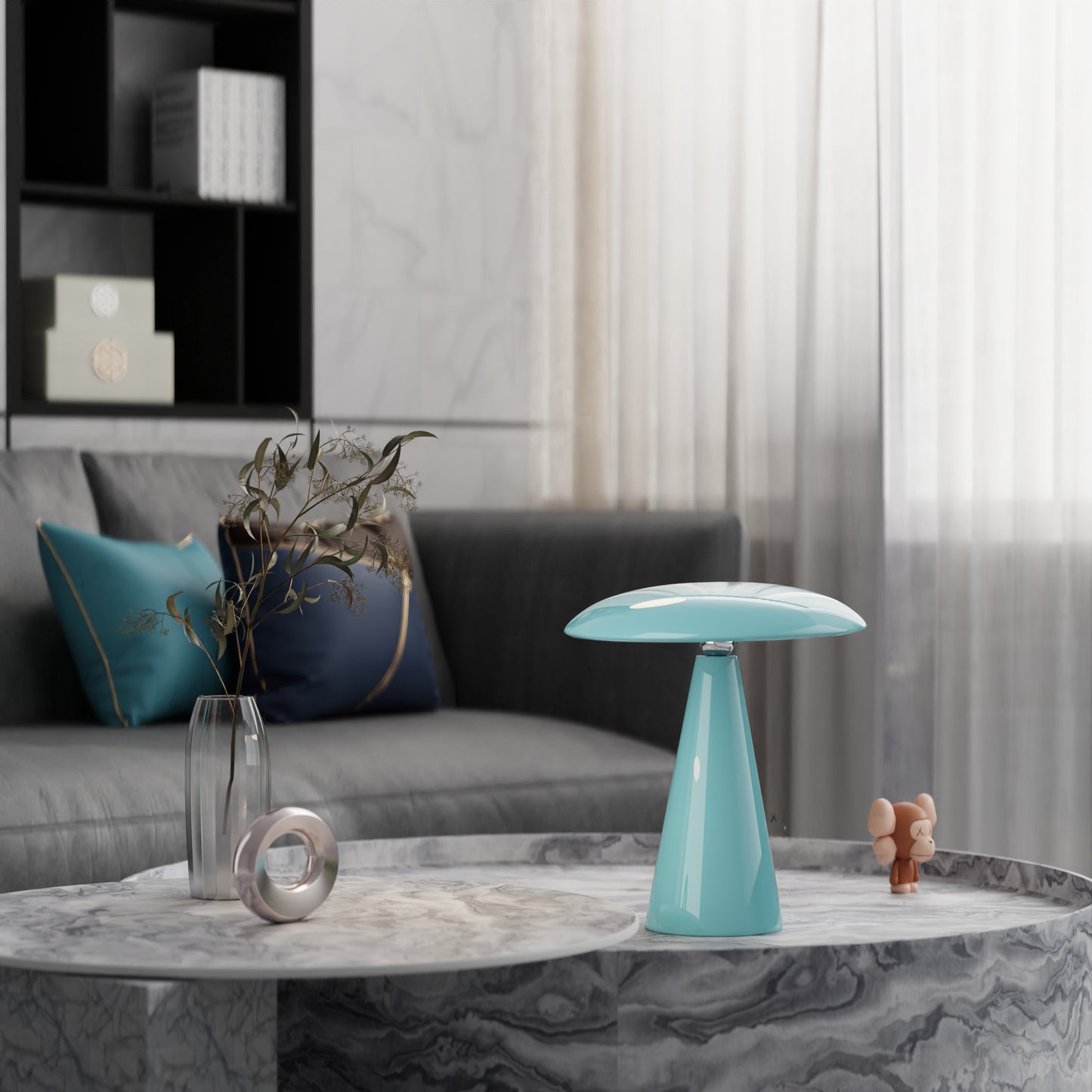 LunaBloom Cordless Table Lamp - Soft Baby Blue - Cavars