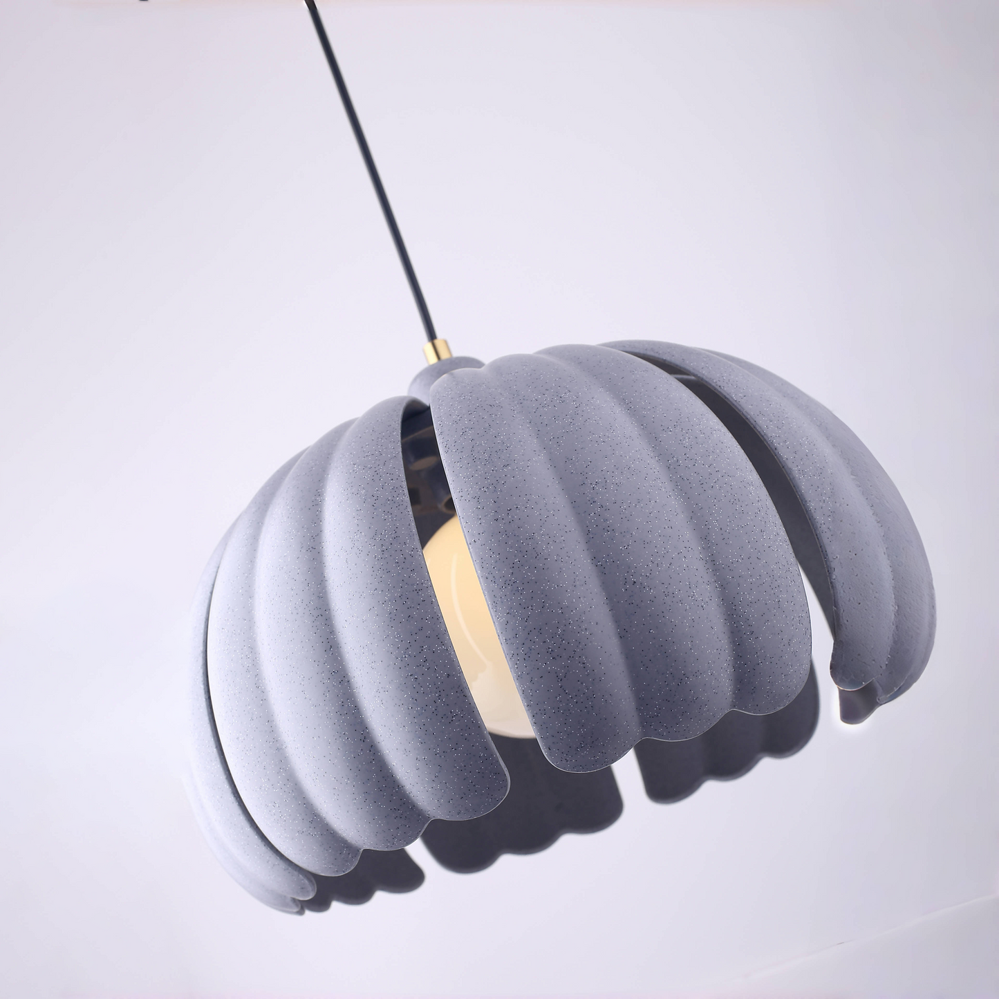 Petal Bloom Pumpkin Pendant Lamp - Marble Grey